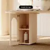 Modern 71" Oval Whitewash Faux Travertine Dining Table with Fluted Base & Storage
