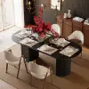 Picture of 71" Oval Faux Travertine Dining Table with Fluted Base & Storage, Seats 6