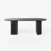Picture of 71" Oval Faux Travertine Dining Table with Fluted Base & Storage, Seats 6