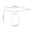 Modern 39" Round Faux Travertine Dining Table with Leather-Wrapped Base, Seats 2