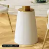 Modern 39" Round Faux Travertine Dining Table with Leather-Wrapped Base, Seats 2