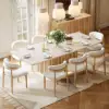 Aura 84" Rectangular Natural Faux Travertine Sintered Stone Dining Table, Fluted Base, Seat 8