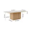 Aura 84" Rectangular Natural Faux Travertine Sintered Stone Dining Table, Fluted Base, Seat 8
