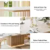Aura 84" Rectangular Natural Faux Travertine Sintered Stone Dining Table, Fluted Base, Seat 8