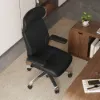 Black Genuine Leather Swivel Office Chair with Ergonomic Synchro-Tilt Recline System