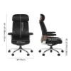 Black Genuine Leather Swivel Office Chair with Ergonomic Synchro-Tilt Recline System