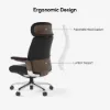 Black Genuine Leather Swivel Office Chair with Ergonomic Synchro-Tilt Recline System