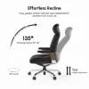 Black Genuine Leather Swivel Office Chair with Ergonomic Synchro-Tilt Recline System