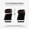Black Genuine Leather Swivel Office Chair with Ergonomic Synchro-Tilt Recline System