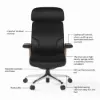 Black Genuine Leather Swivel Office Chair with Ergonomic Synchro-Tilt Recline System
