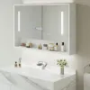 100cm White Floating Bathroom Vanity Set with LED Mirror Cabinet