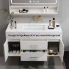 100cm White Floating Bathroom Vanity Set with LED Mirror Cabinet