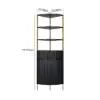 Modern 75" Black Corner Etagere Bookshelf with Drawer and 2-Door Cabinet