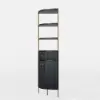Modern 75" Black Corner Etagere Bookshelf with Drawer and 2-Door Cabinet
