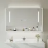 100 cm Walnut Bathroom Vanity & LED Mirror Cabinet Set
