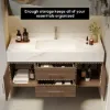 100 cm Walnut Bathroom Vanity & LED Mirror Cabinet Set