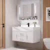 100 cm White Floating Bathroom Vanity Set with LED Mirror Cabinet