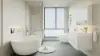 100 cm White Floating Bathroom Vanity Set with LED Mirror Cabinet