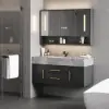 100cm Black Floating Bathroom Vanity Set with LED Mirror Cabinet – AUD-H2874