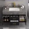 100cm Black Floating Bathroom Vanity Set with LED Mirror Cabinet – AUD-H2874