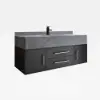 100cm Black Floating Bathroom Vanity Set with LED Mirror Cabinet – AUD-H2875