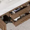 100cm Walnut Bathroom Vanity & LED Mirror Cabinet Set