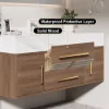 100cm Walnut Bathroom Vanity & LED Mirror Cabinet Set