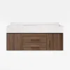 100cm Walnut Bathroom Vanity & LED Mirror Cabinet Set