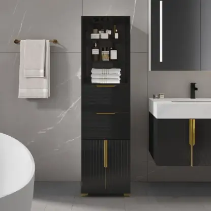 Aro 149cm Bathroom Storage Cabinet Freestanding Linen Tower with Shelves Drawers & Doors
