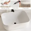 80cm Fluted Freestanding Bathroom Vanity with Vessel Sink, 3-Drawers, Sintered Stone top – Whitewash