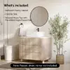 80cm Fluted Freestanding Bathroom Vanity with Vessel Sink, 3-Drawers, Sintered Stone top – Whitewash