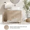 80cm Fluted Freestanding Bathroom Vanity with Vessel Sink, 3-Drawers, Sintered Stone top – Whitewash