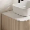 80cm Fluted Freestanding Bathroom Vanity with Vessel Sink, 3-Drawers, Sintered Stone top – Whitewash