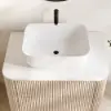 80cm Fluted Freestanding Bathroom Vanity with Vessel Sink, 3-Drawers, Sintered Stone top – Whitewash