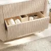 80cm Fluted Freestanding Bathroom Vanity with Vessel Sink, 3-Drawers, Sintered Stone top – Whitewash