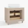 80cm Fluted Freestanding Bathroom Vanity with Vessel Sink, 3-Drawers, Sintered Stone top – Whitewash