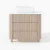 80cm Fluted Freestanding Bathroom Vanity with Vessel Sink, 3-Drawers, Sintered Stone top – Whitewash