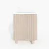 80cm Fluted Freestanding Bathroom Vanity with Vessel Sink, 3-Drawers, Sintered Stone top – Whitewash