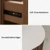 80cm Fluted Freestanding Bathroom Vanity with Vessel Sink, 3-Drawers, Sintered Stone top – Walnut