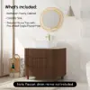 80cm Fluted Freestanding Bathroom Vanity with Vessel Sink, 3-Drawers, Sintered Stone top – Walnut