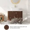 80cm Fluted Freestanding Bathroom Vanity with Vessel Sink, 3-Drawers, Sintered Stone top – Walnut