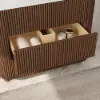 80cm Fluted Freestanding Bathroom Vanity with Vessel Sink, 3-Drawers, Sintered Stone top – Walnut