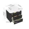 80cm Fluted Freestanding Bathroom Vanity with Vessel Sink, 3-Drawers, Sintered Stone top – Black