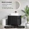 80cm Fluted Freestanding Bathroom Vanity with Vessel Sink, 3-Drawers, Sintered Stone top – Black