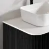 80cm Fluted Freestanding Bathroom Vanity with Vessel Sink, 3-Drawers, Sintered Stone top – Black
