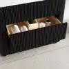80cm Fluted Freestanding Bathroom Vanity with Vessel Sink, 3-Drawers, Sintered Stone top – Black