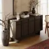 Panvyr Mid-Century 152cm Smoky Brown Wood Sideboard with Storage & Adjustable Shelves