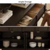 Panvyr Mid-Century 152cm Smoky Brown Wood Sideboard with Storage & Adjustable Shelves