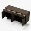 Panvyr Mid-Century 152cm Smoky Brown Wood Sideboard with Storage & Adjustable Shelves
