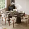 Modern 47"-79" Extendable Smoky Brown Wood Dining Table with Fluted Base, Seats 4-6